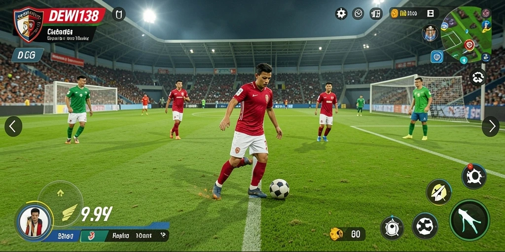 Tampilan gameplay DEWI138 yang memukau dengan aksi sepak bola yang intens.