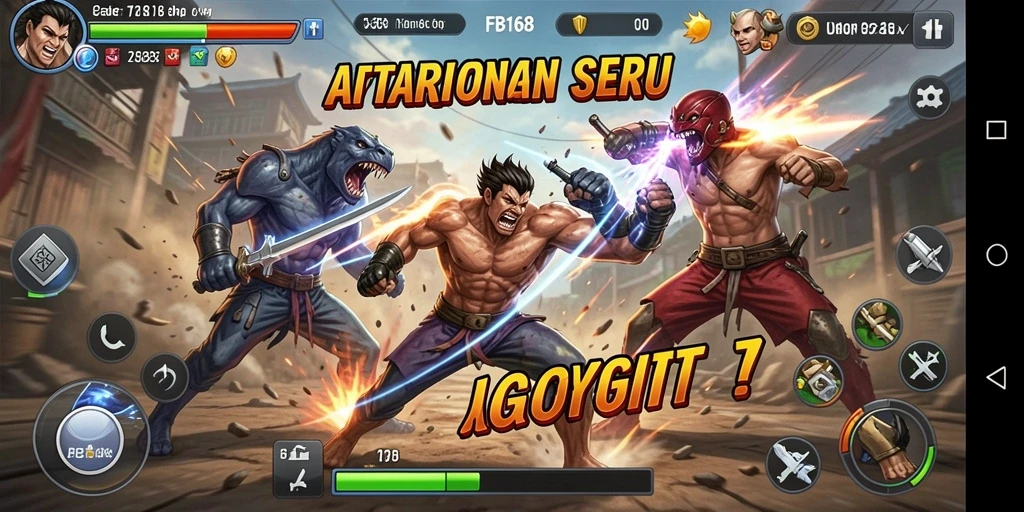 Screenshot FB168 menampilkan pertarungan cepat dan mendebarkan.
