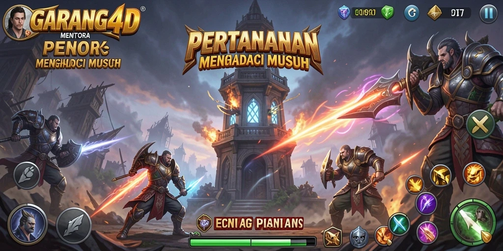 Tampilan gameplay menara pertahanan yang menegangkan dalam GARANG4D.