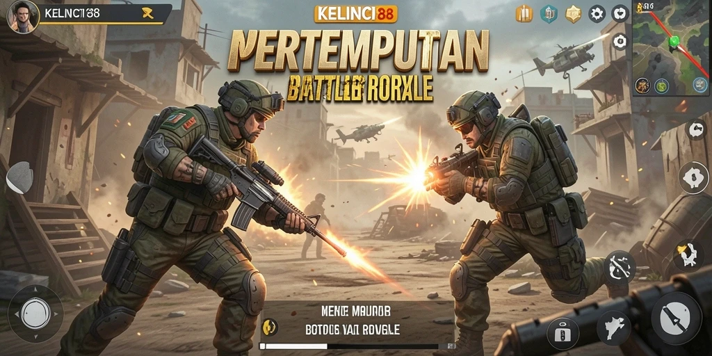 Screenshot menampilkan pertarungan seru dalam KELINCI88 Battle Royale.