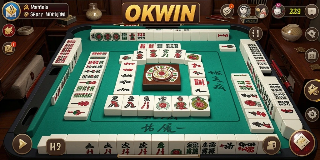 Tampilan gameplay seru di aplikasi OKWIN Mahjong.