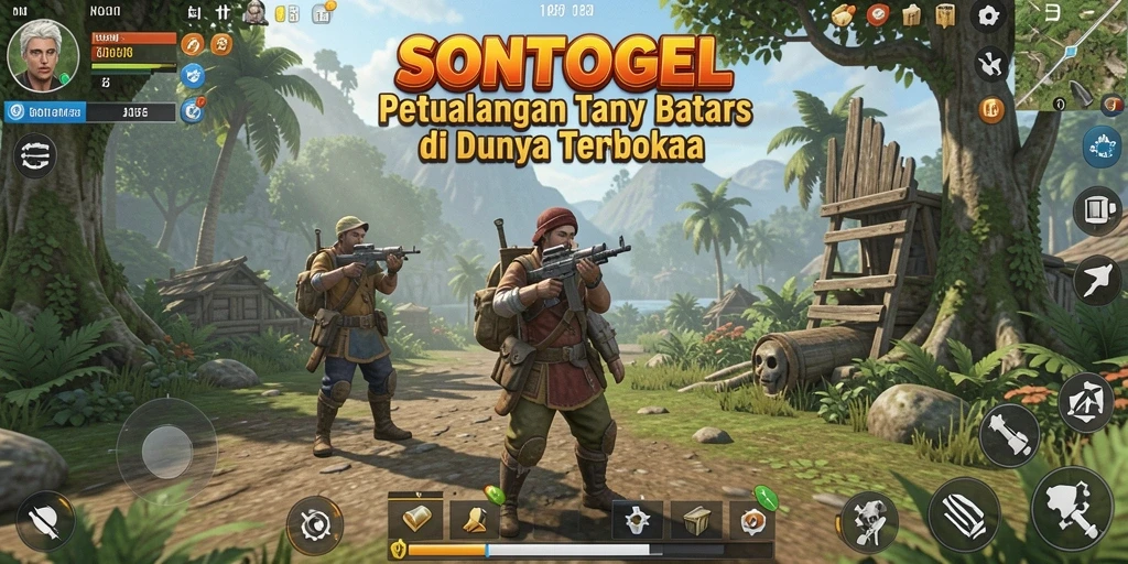Tangkapan layar utama SONTOGEL menampilkan petualangan seru dalam dunia terbuka.
