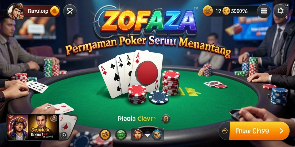 Gameplay menarik ZOFAZA dengan suasana Poker yang mendebarkan.