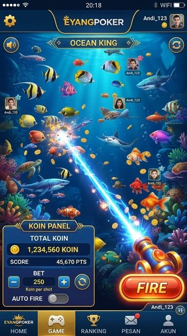 Fitur permainan interaktif di aplikasi eyangpoker.